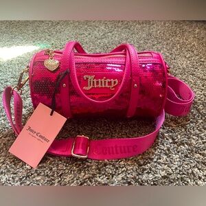 BNWT hot pink juicy couture sequins barrel bag.